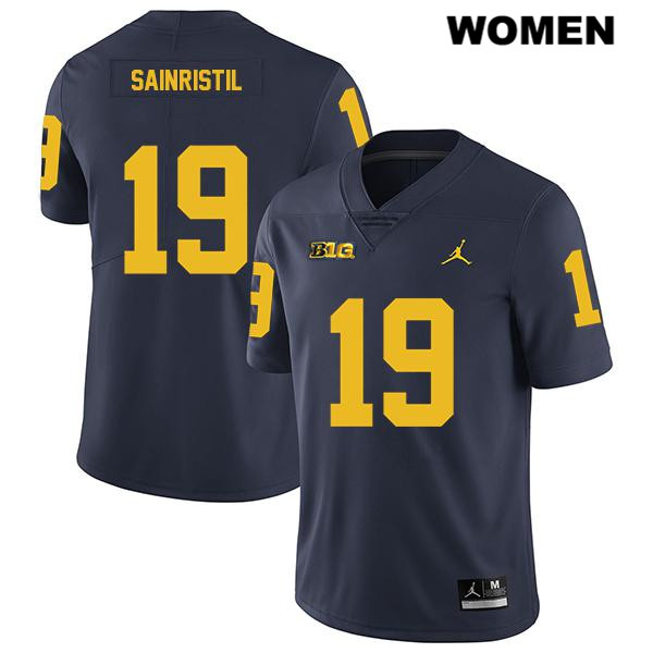 Women's NCAA Michigan Wolverines Mike Sainristil #19 Navy Jordan Brand Authentic Stitched Legend Football College Jersey RL25J62IW